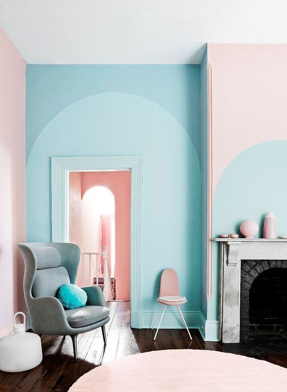 parete pastello rosa blu puro